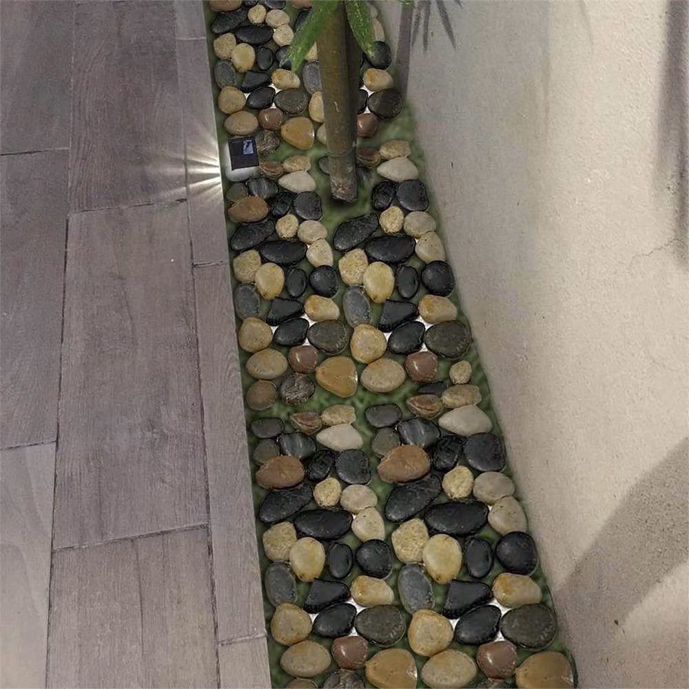 FLAVORA 4 Pack Multicolour Woodside Pebble Strip Decorative Garden Stones with Wire Mesh, 0.6m2 – 3