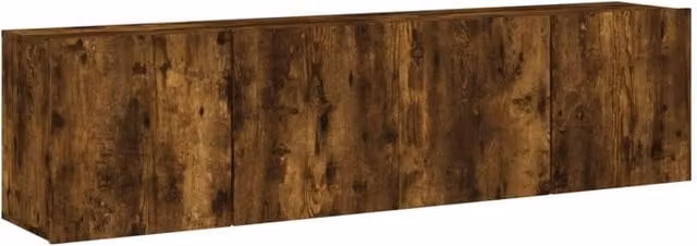 Berkfield Home Wall-mounted TV Cabinets in Smoked Oak Brown, 2 Pieces, W/D/H: 80 x 30 x 41 cm