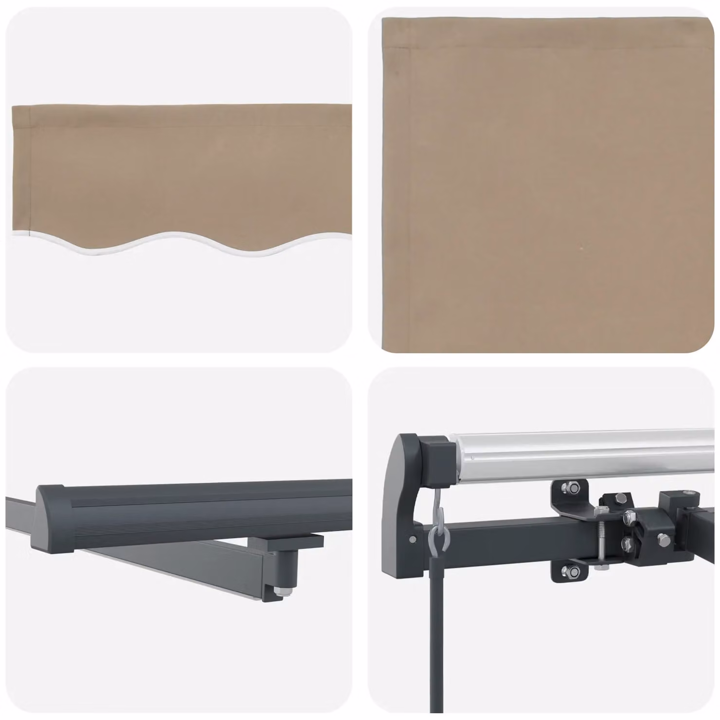 Berkfield Home Manual Retractable Folding Arm Awning with LED in Beige, W: 400 cm, D: 300 cm – 4