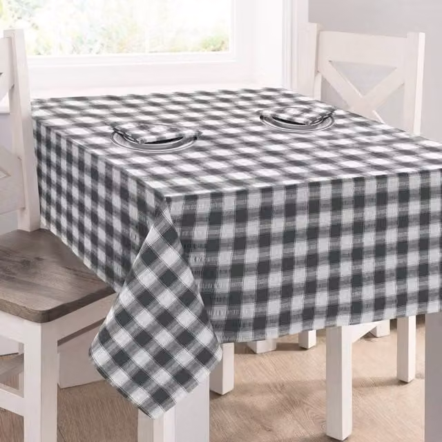 Kitchen Trends Grey Seersucker Gingham Check 100% Cotton Square Tablecloth, W x D: 50 x 50 cm