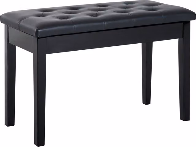 HOMCOM Elegant PU Leather Piano Bench with Storage, Black, W: 76 cm, D: 36 cm, H: 50 cm – 2