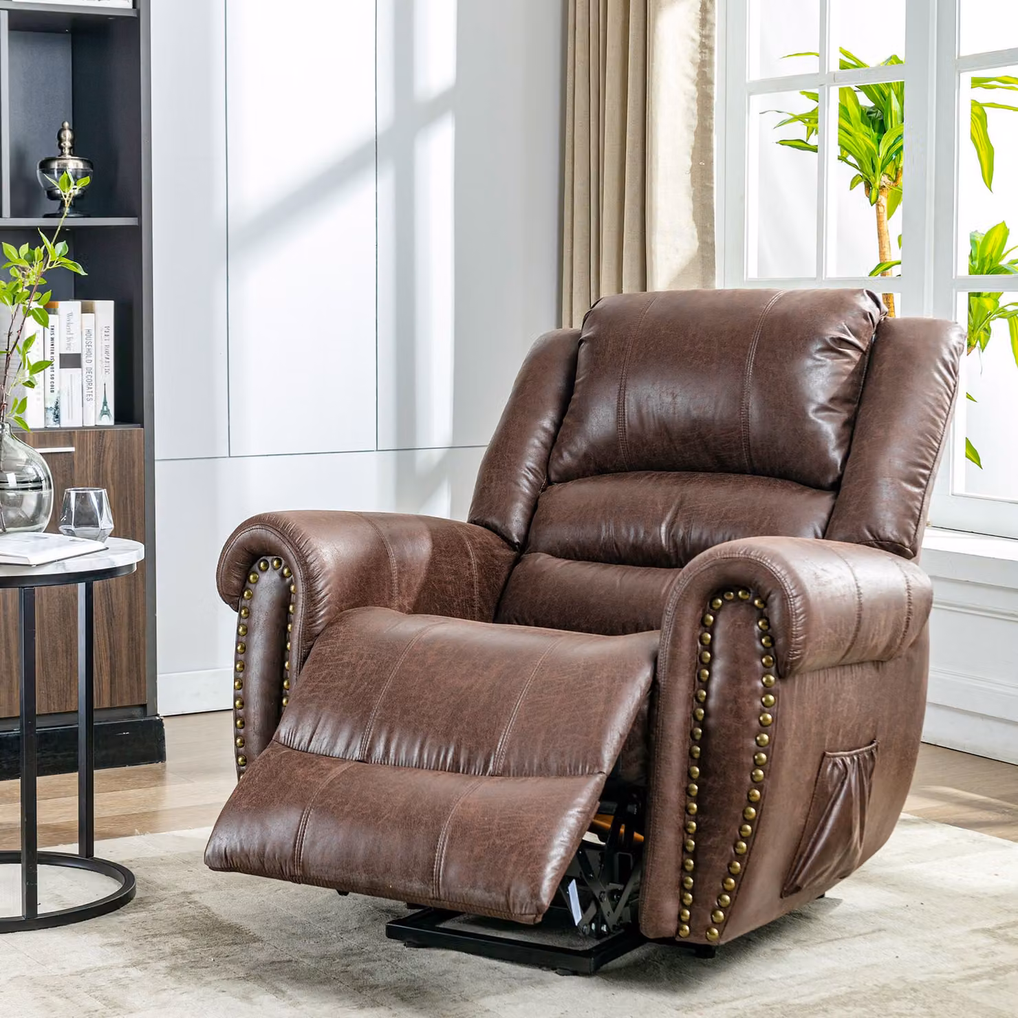Aosom UK Large Power Lift Recliner Chair with Heating Massage Points and USB Port, Brown, W/D/H: 106 x 104 x 102 cm – 9