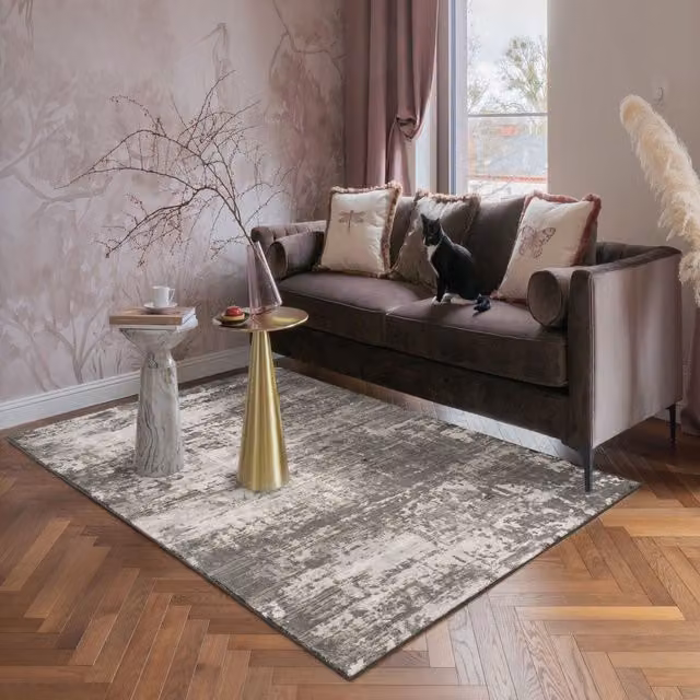Desire Rugs Mayfair Modern Abstract Living Room Area Rug in Grey, W: 200 cm, D: 290 cm