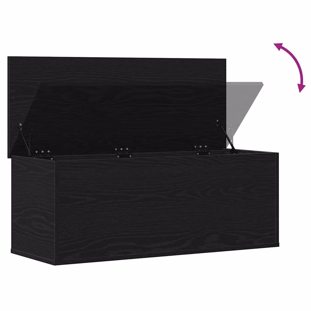 Berkfield Home Modern Black Oak Storage Box in Engineered Wood, W/D/H: 90 x 35 x 35 cm – 6
