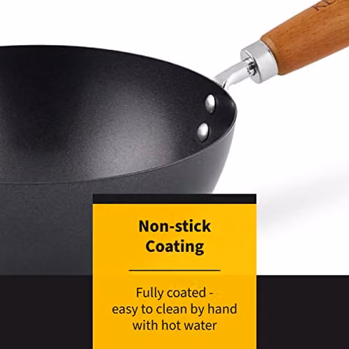 Ken Hom Classic Non-Stick Carbon Steel Wok in Black, Diameter: 31 cm – 2