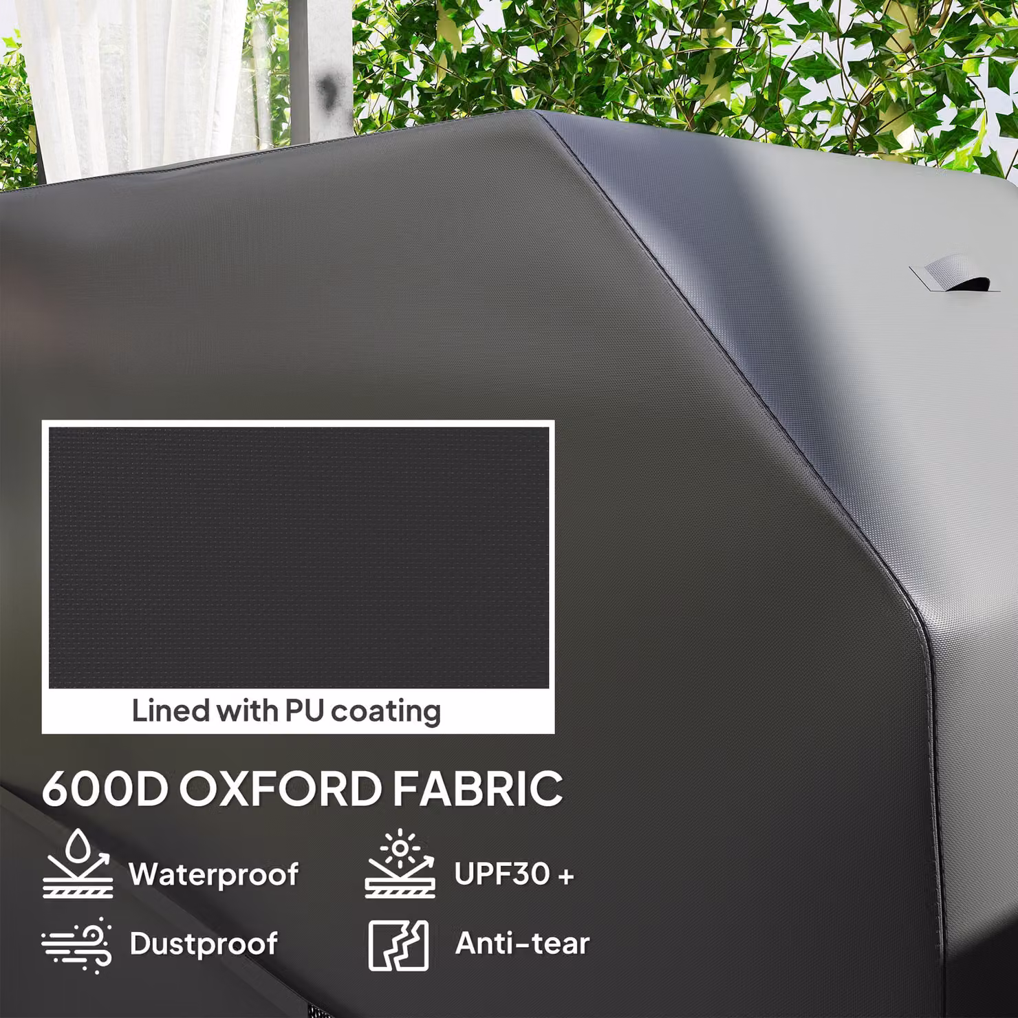 Outsunny Black Waterproof BBQ Cover for Rectangular Gas Grills, W/D/H: 147 x 61 x 122 cm – 4