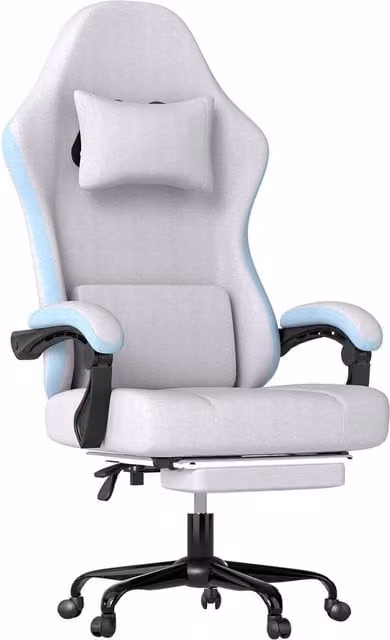 Levede Grey Fabric Gaming Recliner Chair with Footrest and Headrest
