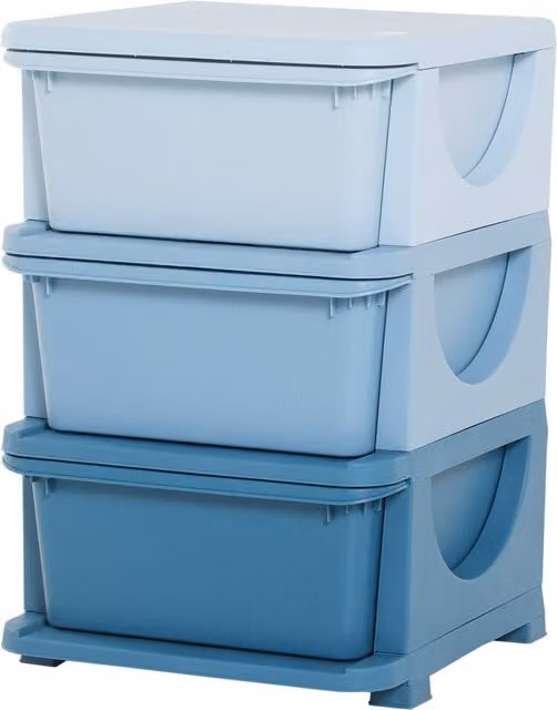 HOMCOM 3-Tier Blue Toy Storage Box with Removable Plastic Bins for Childrens Bedrooms and Playrooms – 1