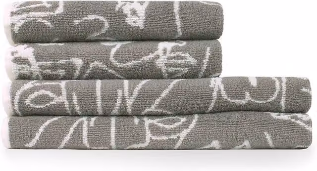 Furn Everybody Abstract Grey Cotton Jacquard 4-Piece Towel Bale