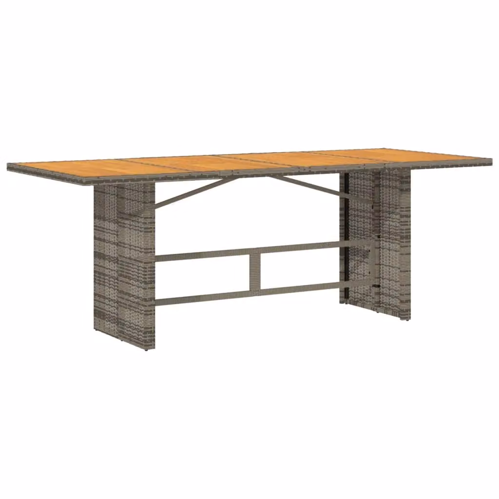 Berkfield Home Modern Garden Table with Grey Poly Rattan and Acacia Wood Top, W/D/H: 190 x 80 x 75 cm – 2