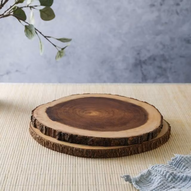 Artesa Set of 2 Rustic Large Brown Solid Wood Serving Boards, 35 cm – 1