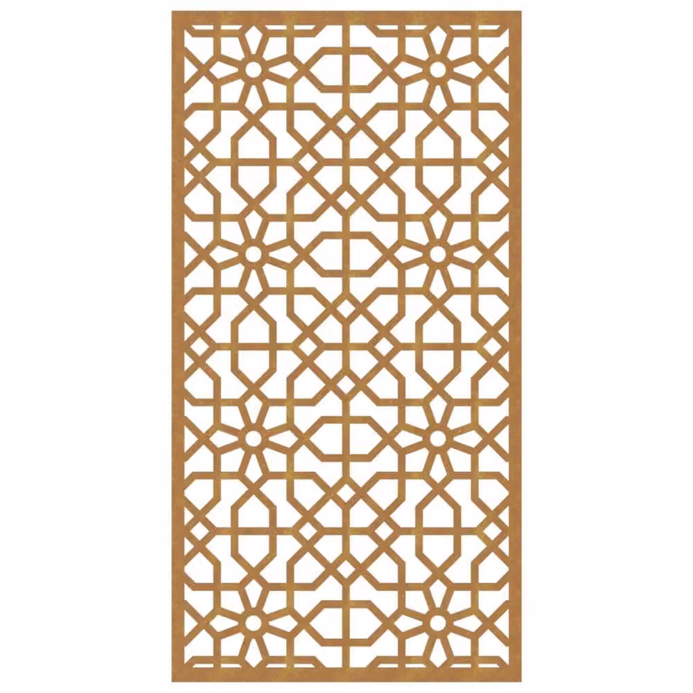 Berkfield Home Garden Moorish Geometric Wall Decoration, Brown Corten Steel, W: 105 cm, H: 55 cm – 3