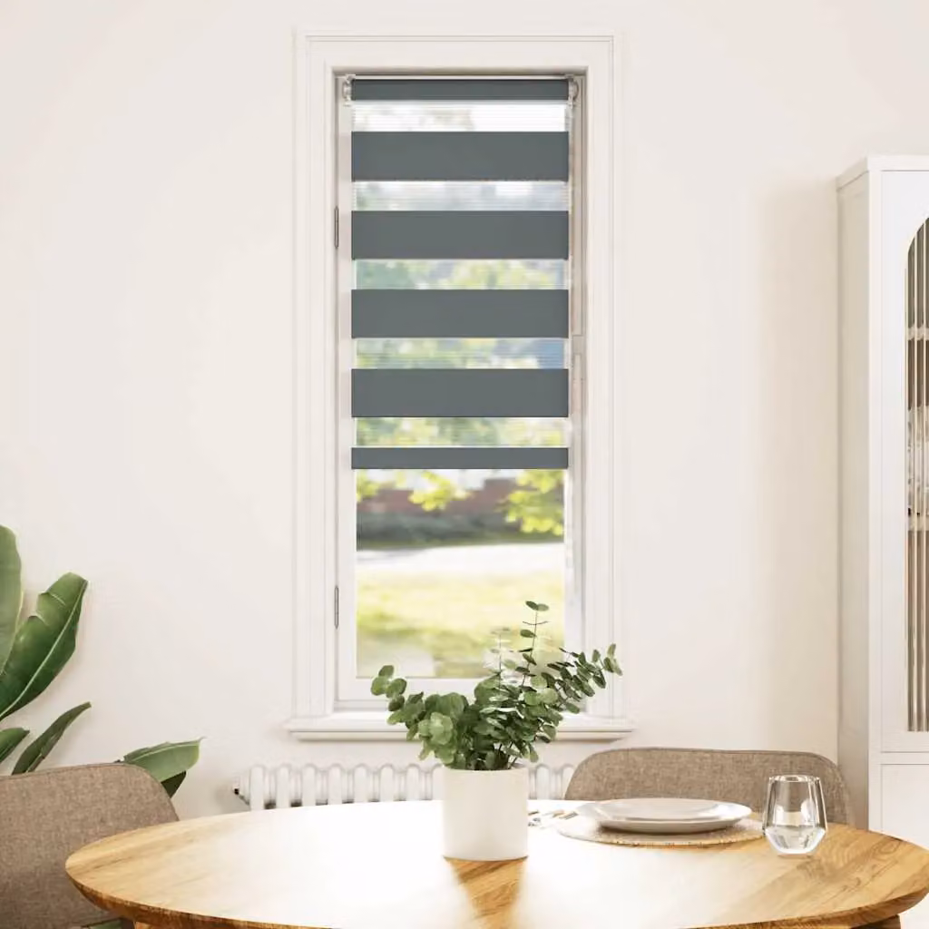 Berkfield Home Zebra Blind in Dark Grey, Polyester, W: 45 cm, H: 150 cm – 2