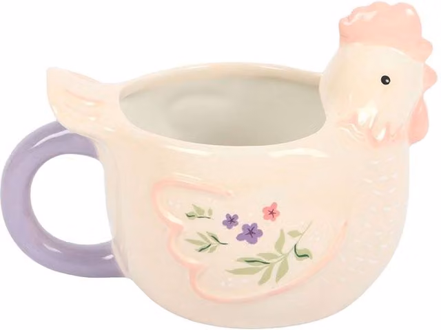 Something Different Fig and Hen Ceramic Mug, 250ml, Medium Beige