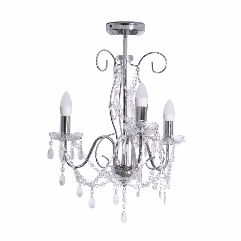ValueLights Viscount 3 Way Jewel Crystal Chandelier Ceiling Pendant Light in Silver – 2
