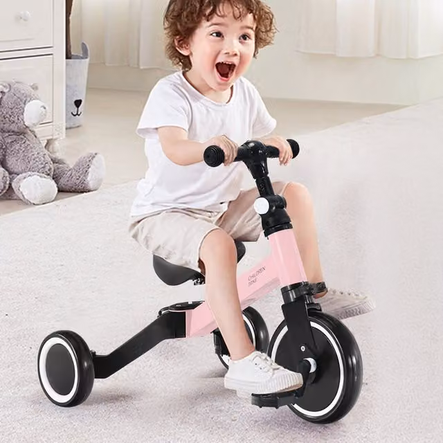 Costway 3-in-1 Convertible Toddler Tricycle and Balance Bike in Pink