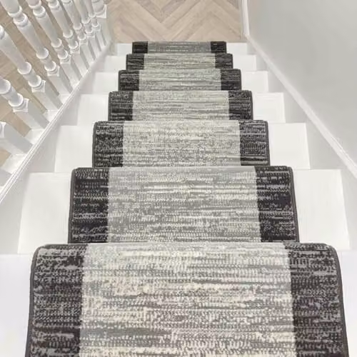 runrug Soft and Durable Machine Woven Stair Runner in Morning Mist Light Grey, W: 60 cm, L: 540 cm, Thickness: 9 mm – 4