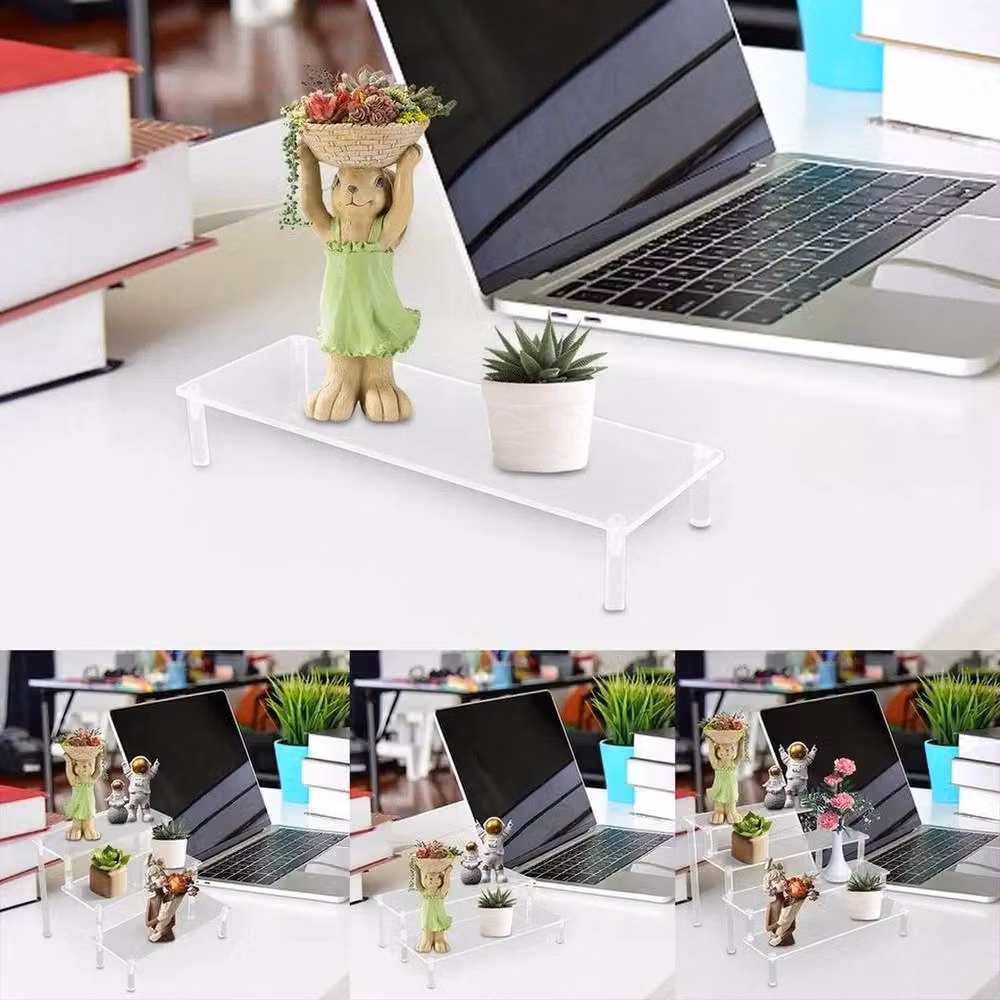FLAVORA Single Layer Acrylic Riser Display Shelf Stand in Transparent, Width: 50 cm – 2