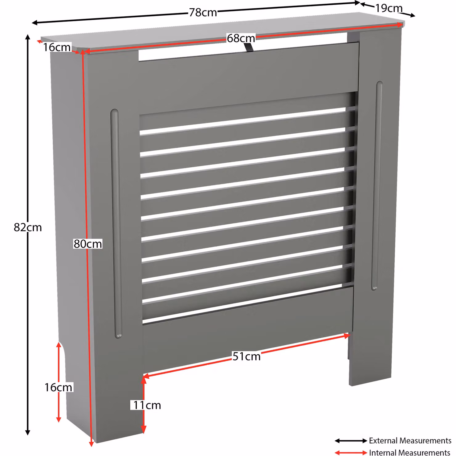 Vida Designs Milton Radiator Cover in Grey MDF, W/D/H: 82.0 x 78.0 x 19.0 cm – 2