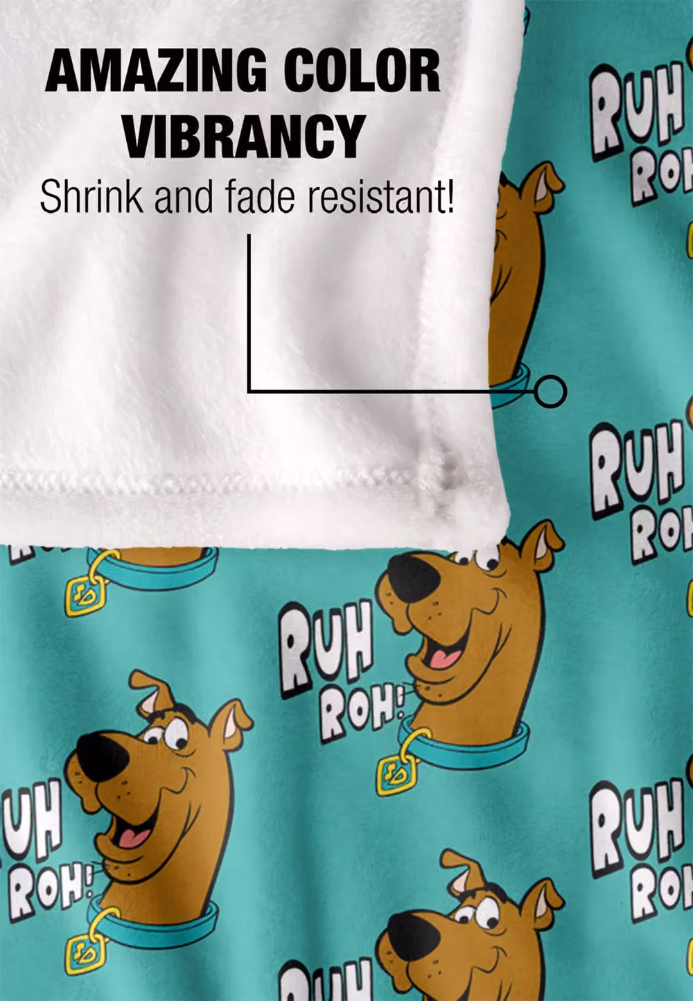 Warner Brothers Scooby Doo Officially Licensed Silky Touch Super Soft Fluffy Throw Blanket, White and Multicolour, W: 152 cm, D: 127 cm – 3