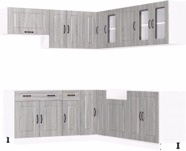 Berkfield Home Kalmar 11 Piece Modern Kitchen Cabinet Set in Grey Sonoma Matt Engineered Wood