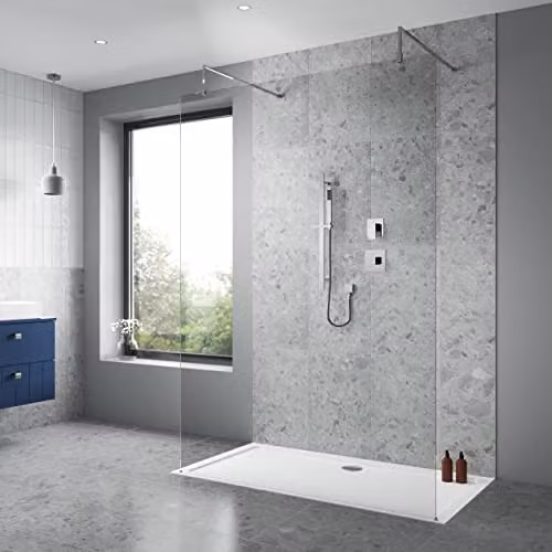 nuie SBS127ST1 Windon Spa Modern Bathroom Shower Bundle with Thermostatic Temperature Valve, Stop Tap and Slide Rail Kit, Chrome – 2