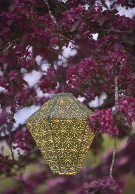 Garden Greatness Solar Diamond Lantern in Gold and Multicolour