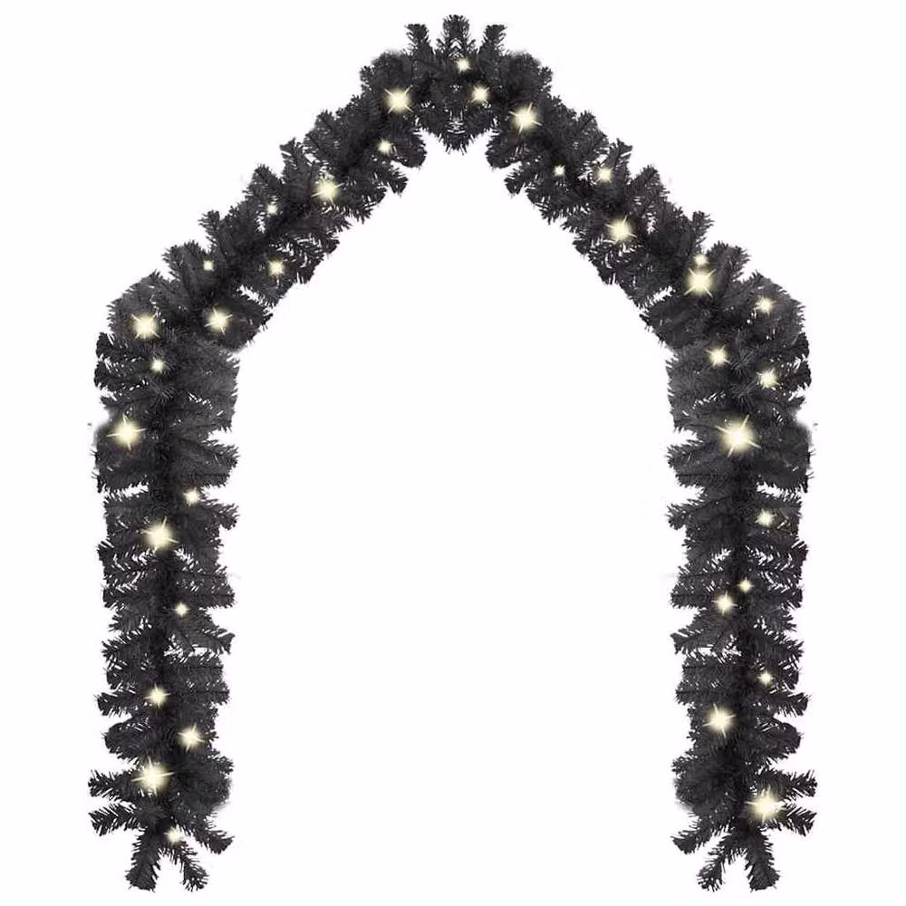 Berkfield Home Christmas Garland with Warm White LED Lights, 20 m, Black – 3