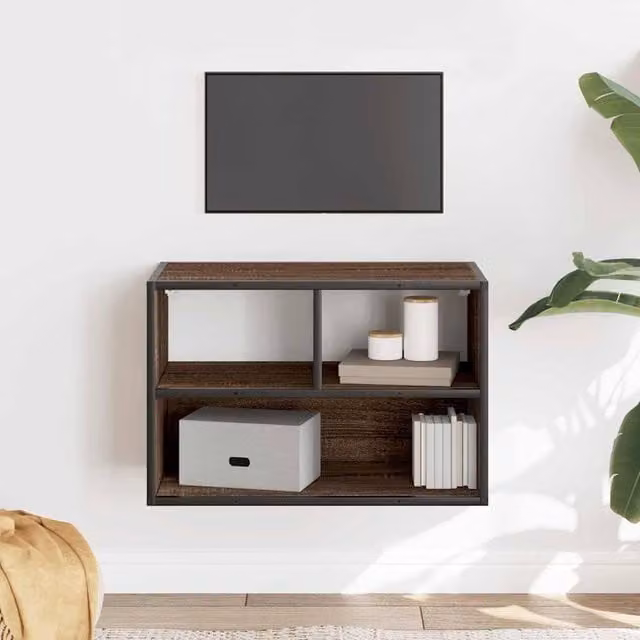 Berkfield Home Industrial TV Cabinet in Brown Oak, W/D/H: 60 x 31 x 39.5 cm – 1
