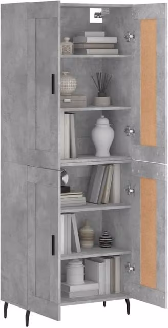 Berkfield Home Highboard in Concrete Grey, W/D/H: 69.5 x 34 x 180 cm