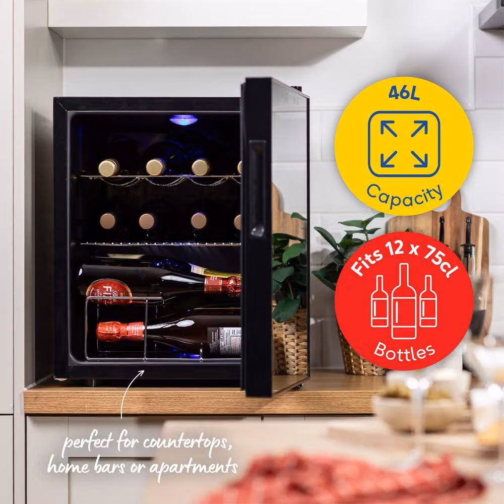 Russell Hobbs Freestanding 46L Wine Cooler with Touch Control and LED Interior Light, Black – 3