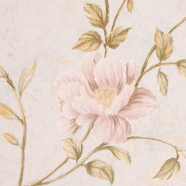 Livingandhome Vintage Floral Botanical Non-Woven Wallpaper Roll in Beige and White
