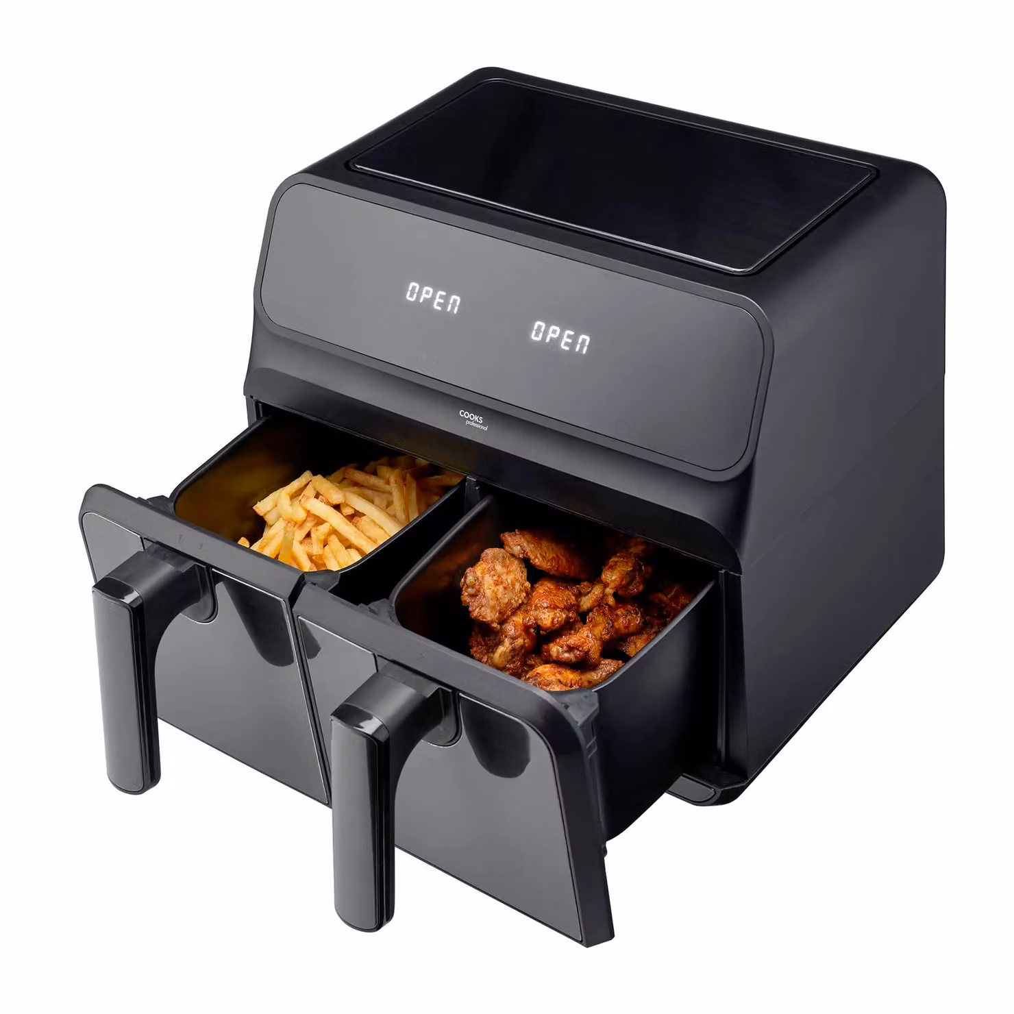 Cooks Professional Dual Digital XL Air Fryer 8L Healthy Cooker with Double Basket and Timer in Black – 3