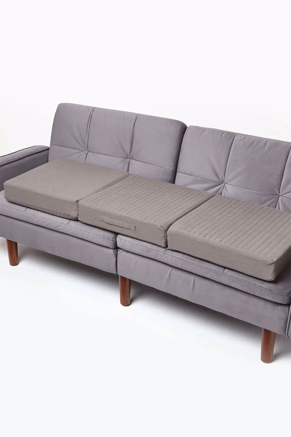 Homescapes Quilted Cotton 3 Seater Orthopaedic Booster Cushion Cover in Anthracite Grey – 2