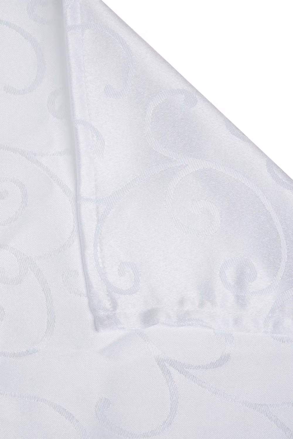Neel Blue 70 inch Round Damask Polyester Tablecloth with Swirl Pattern, 5 Piece Set in White and Blue