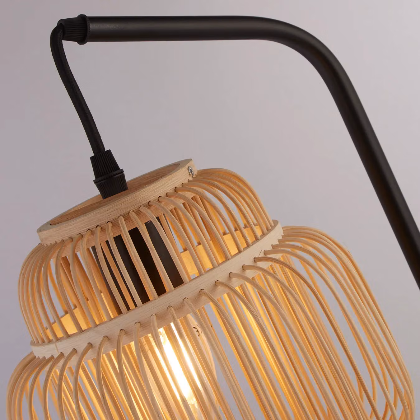 Lighting Collection Black Table Lamp with Bamboo Frame Shade – 3