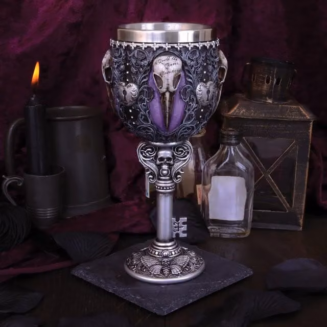 Nemesis Now Edgar Allan Poe Nevermore Raven Goblet in Multicolour, Purple and Silver