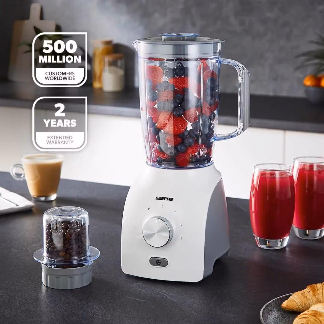 Geepas 600W Multifunctional Blender with 1.8L Jar and Spice Grinder, 3-Speed and Pulse Function, White – 2