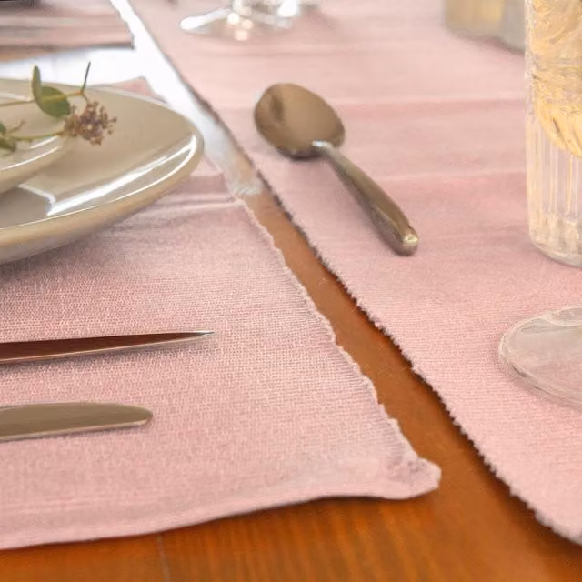 Nicola Spring Cotton Fabric Table Runner, Pink, W: 48 cm, L: 183 cm