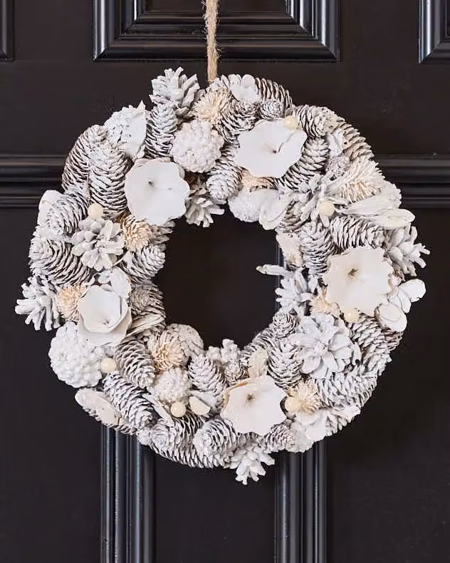 Dibor White and Silver Festive Christmas Wreath, Diameter: 33 cm – 3