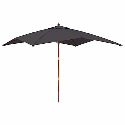 vidaXL Garden Parasol with Wooden Pole in Anthracite, W/D/H: 300 x 300 x 273 cm