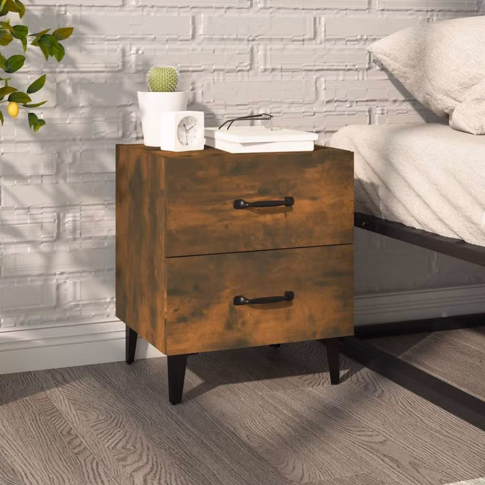 Berkfield Home Smoked Oak Bedside Cabinet in Brown, W/D/H: 40 x 35 x 47.5 cm – 2