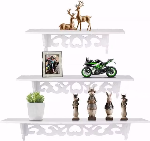Dprodo Set of 3 White Floating Wall Shelves