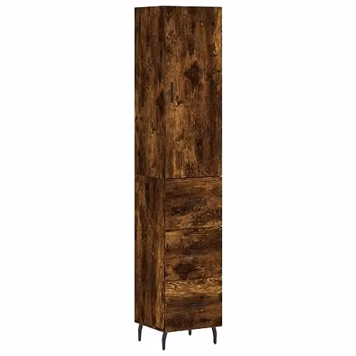 vidaXL Modern Highboard in Smoked Oak, W/D/H: 34.5 x 34 x 180 cm