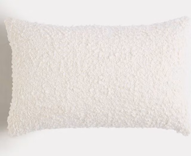 M&S Pure Cotton Boucle Bolster Cushion in Cream