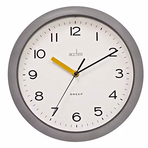 Acctim Rhea 22857 Retro Round Quartz Wall Clock in Grey – 1