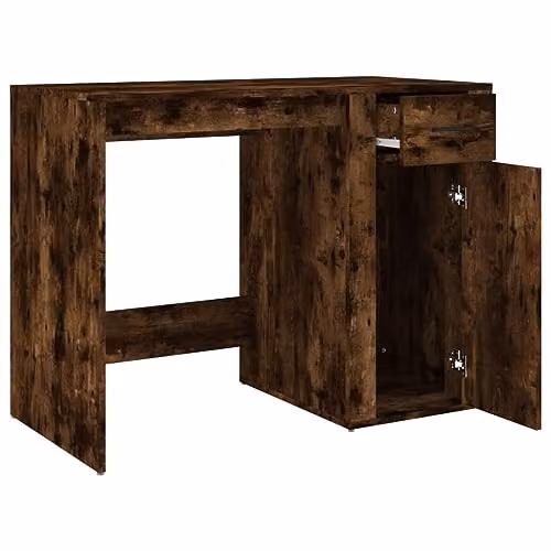 vidaXL Modern Writing Desk in Smoked Oak, W/D/H: 100 x 49 x 75 cm – 6
