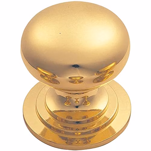 Loops Victorian Round Cupboard Door Knob in Polished Brass, 25mm Diameter