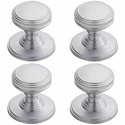 Loops Ringed Tiered Cupboard Door Knob, Satin Chrome, 4 Pack