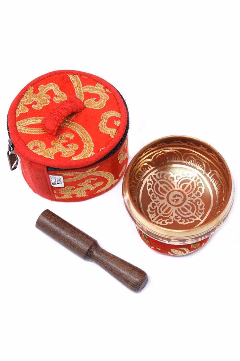 KDMD Mini Red Chakra Singing Bowl Gift Set with Cushion and Stick – 2